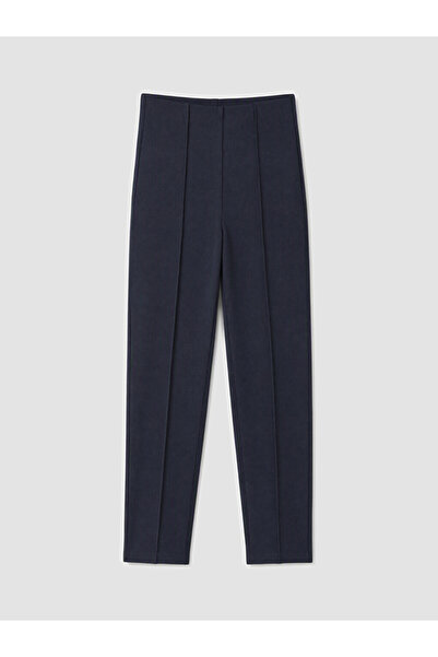 LC Waikiki Navy Blue High Waist Slim Fit Women's Trousers