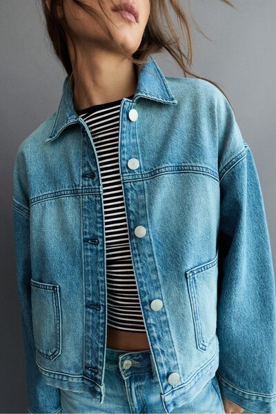 Pull & Bear Boxy kesim denim ince ceket