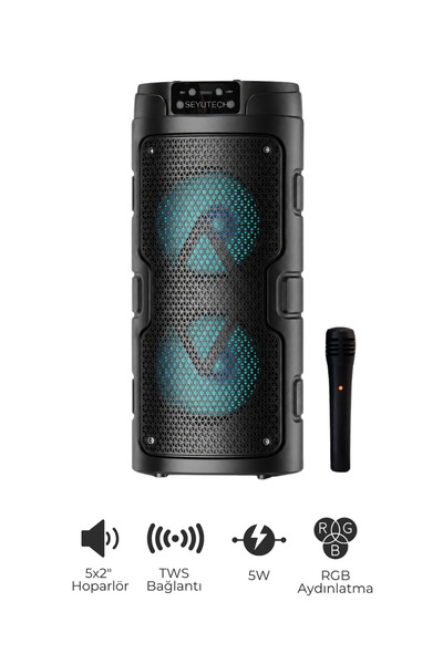 SEYUTECH Bluetooth Hoparlör Karaoke Mikrofon Hediyeli Yüksek Sesli 1200mAh Ba...