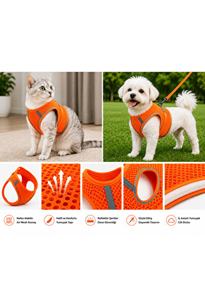 Mestore Breathable Fabric Air Mesh Cat Dog Collar X Small 32X36 cm Orange - K...