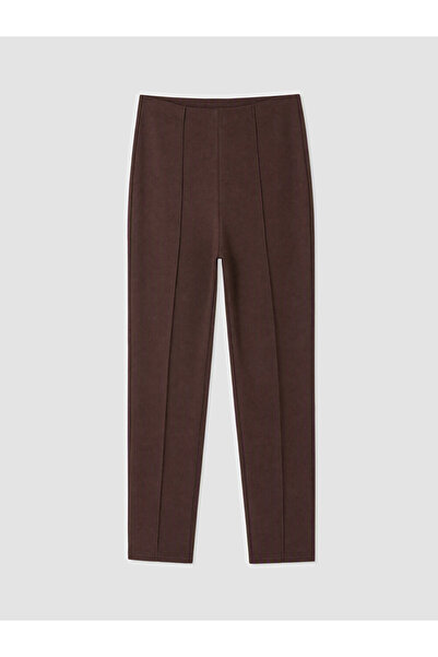 LC Waikiki Brown High Waist Slim Fit Women's Trousers