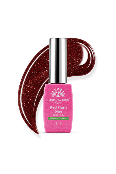 GLOBAL FASHION Professional Red Flush Disco Gel Nail Polish 8ml HEMA and TPO-...
