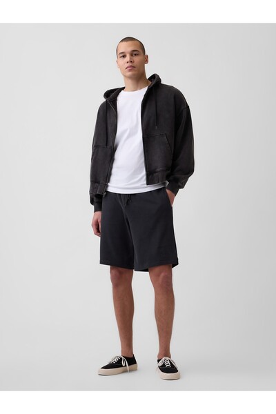 GAP Erkek Siyah VintageSoft Terry Relaxed Logo Sweat Şort