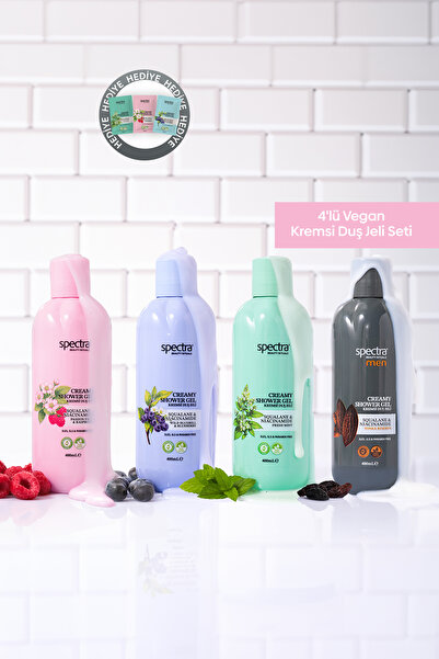 Spectra Care 4'lü Vegan Duş Jeli Seti -Blueberry & Raspberry & MEN & Mint 4 x...