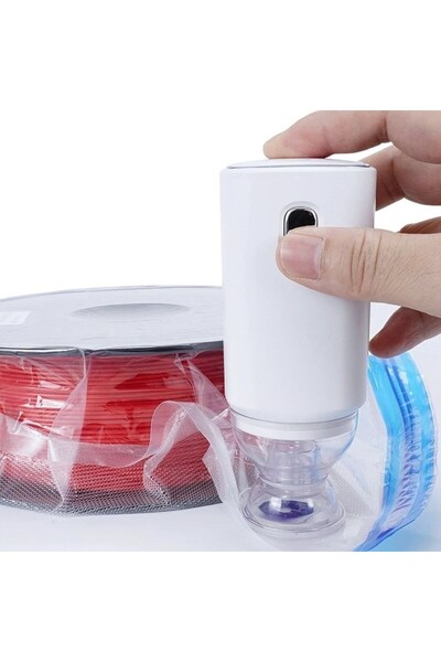 EmAyCenter Şarjlı Elektronik Vakum Pompası 3D Yazıcı Filament ve Erzak Torbası Uyumlu Beyaz