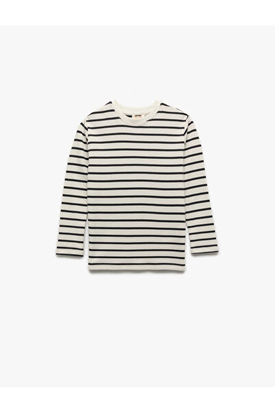 Koton Cotton Long Sleeve Crew Neck Striped T-Shirt