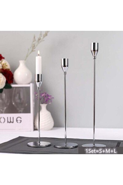 WISFOR Silver Metal Candle Holder Table Decorative Candlestick Holder Candles...