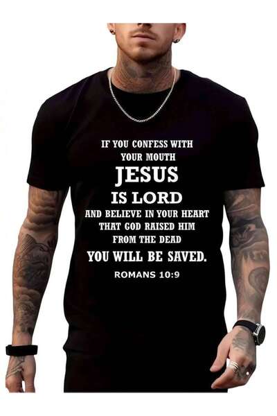 kai22 Men's Jesus Is Lord Verse T-Shirt - Plus Size 0XL-5XL Oversized Relaxed...