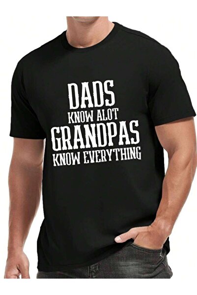 26LIK تيشيرت رياضي كاجوال للرجال من DADS KNOW A LOT برقبة دائرية وطباعة هندسي...