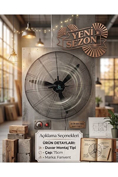FANVENT 30 inç Duvar Montaj Özellikli Sanayi tipi 75 cm Vantilatör