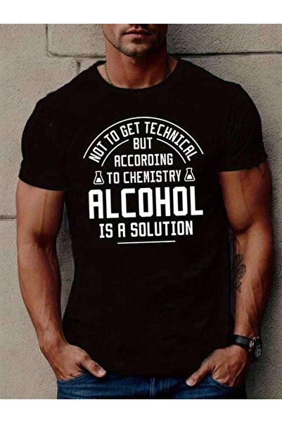 26LIK Men'S Plus SizeMen's "Alcohol Is Solution" Graphic T-Shirt - Casual Sho...