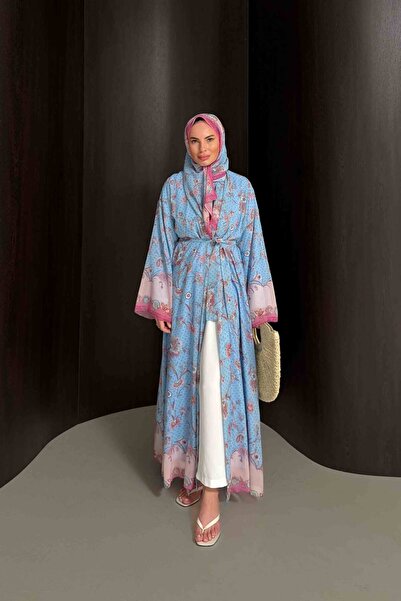 Melike Tatar Patterned Shawl Abaya 32-2908