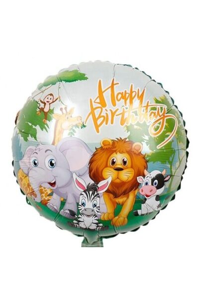 Generic Brand 18" Μπαλόνι Happy Birthday Ζώα της Ζούγκλας