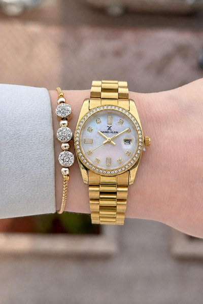 Daniel Klein Sarı Renk 28 Mm Kadın Kol Saati ve Bileklik