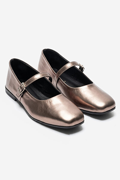 ERNİLA Mary Genuine Leather Strap Women's Flat Shoes