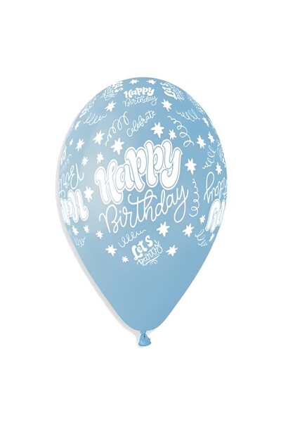 Generic Brand 13″ Μπαλόνι “Happy Birthday” Baby Blue (25 τεμ)