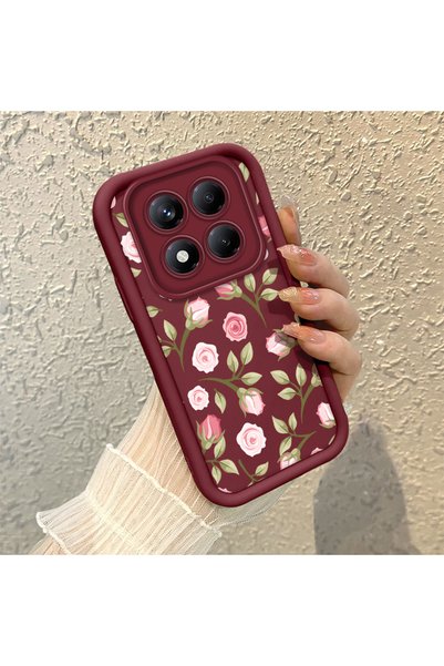 CHICASELUX Redmi Note 14 Pro Plus+ 5g Compatible Burgundy Background Rose Flo...