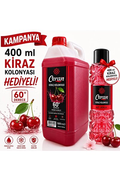CERAN KOLONYA KİRAZ KOLONYASI 5 LİTRE 400 ML KOLONYA HEDİYELİ