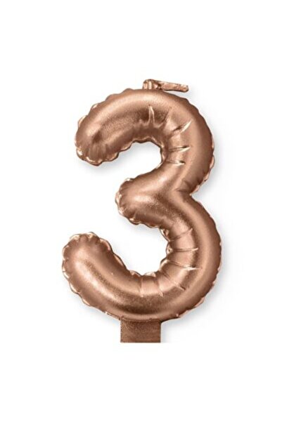 Generic Brand Κεράκι Rosegold Αριθμός 3