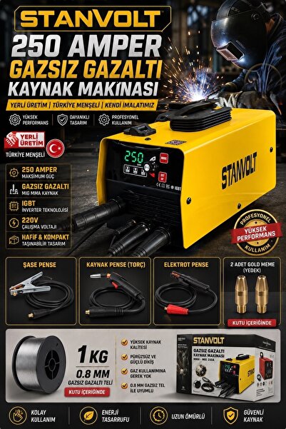 STANVOLT 250 Amper Gazsız Gazaltı Kaynak Makinası MIG/MMA İnverter Kaynak Mak...
