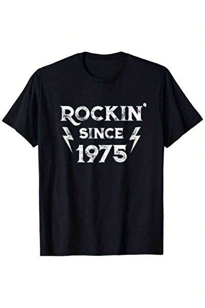k222 Men's Vintage 'n' Roll 50th Birthday T-Shirt - 1975 Retro Rock Logo & Li...