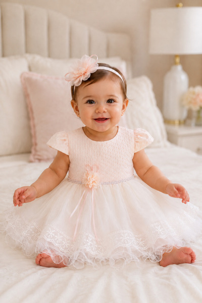 Babyhola Baby Girl Tulle Skirted Evening Dress with Headband 2017