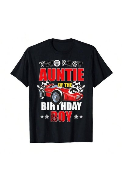 kai22 Auntie Of The Two Fast 2nd Birthday Boy Racing Car Family T-Shirt