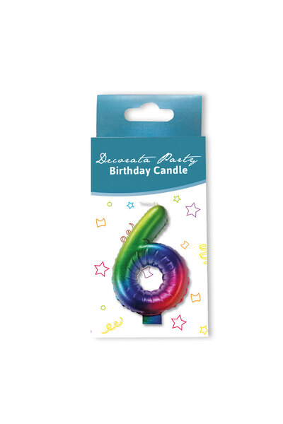 Generic Brand Κεράκι Rainbow Aριθμός 6