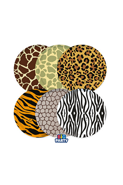 Generic Brand Πιάτα γλυκού - Animal Print (6 τεμ)