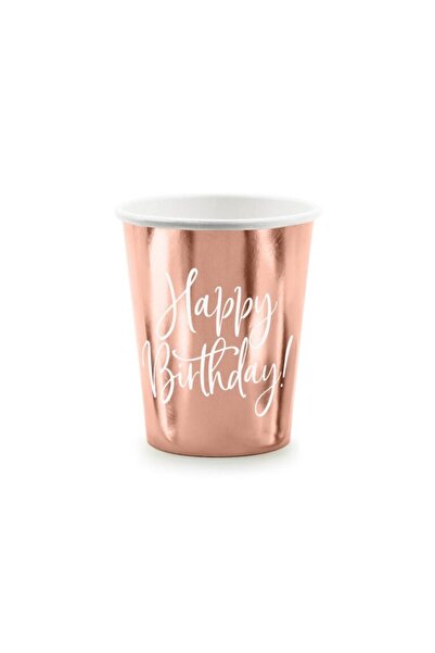 Generic Brand Ποτήρια πάρτυ rosegold "Happy Birthday" (6 τεμ)