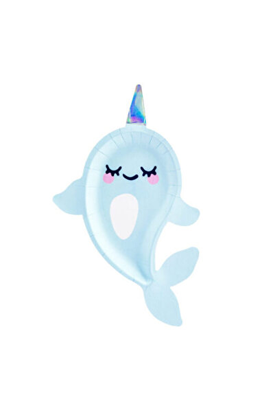 Generic Brand Πιάτα πάρτυ Θαλάσσιος Μονόκερος Narwhal (6 τεμ)