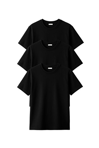 BLITZIST Tricou negru, fără imprimeu, 100% bumbac, 3 piese, unisex, de bază, ...