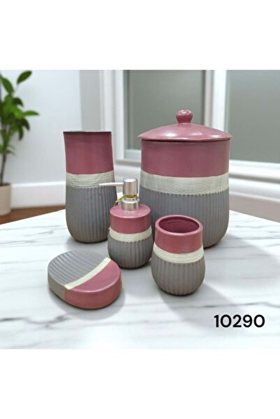 Genel Markalar konak alışveriş 10290-BANYO SETİ PORSELEN BORDO.GRİ ACR