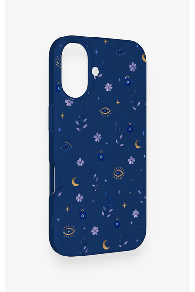Vip Case iPhone 16 Uyumlu Mavi Nazar Papatya Desenli Silikon Kılıf