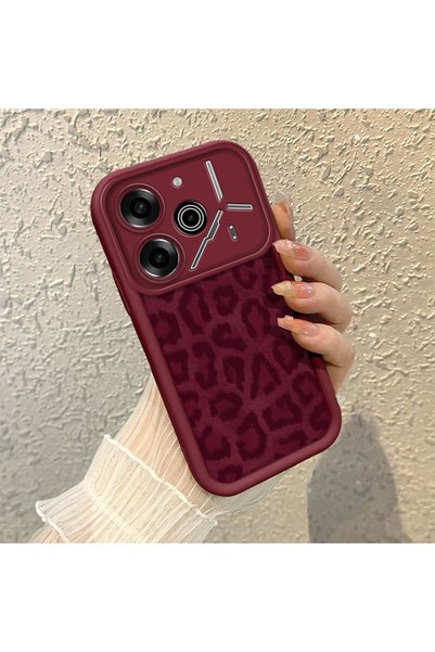 CHICASELUX حافظة حماية من السيليكون الناعم بنمط جلد الفهد العنابي عالية الجود...