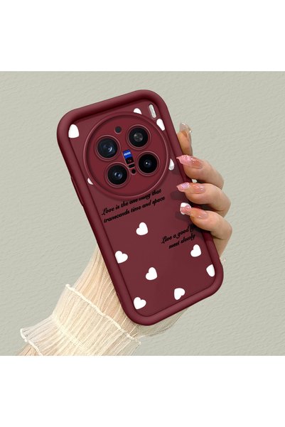 CHICASELUX Vivo X200 Pro Compatible Maroon Color Simple Heart English Sentenc...