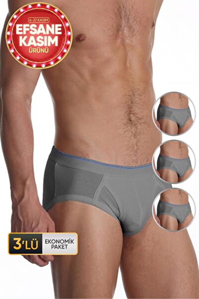 Çift Kaplan Erkek Elastanlı Gri Slip 887 3'lü Ekonomik Paket