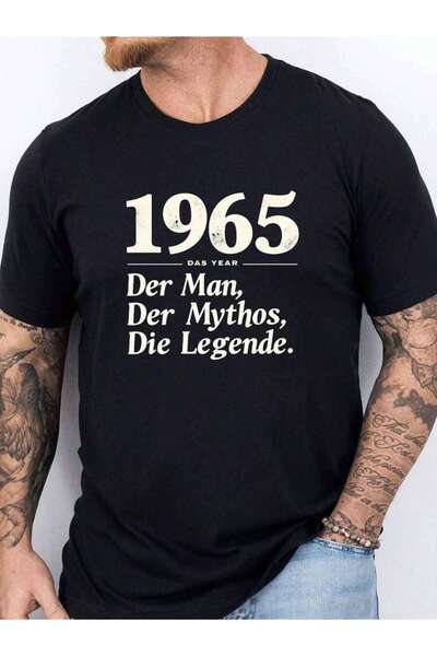 25W Men'S Vintage Pattern T-Shirt - 50Th Anniversary Design With German Text ...