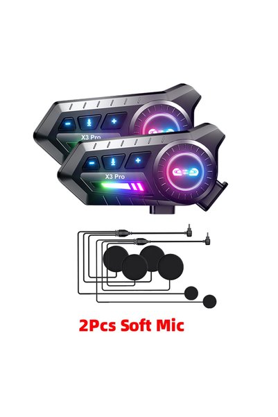 Choice 2PCS Soft Mic X3 Pro Motorcycle Helmet Bluetooth Headset 2-Riders Inte...
