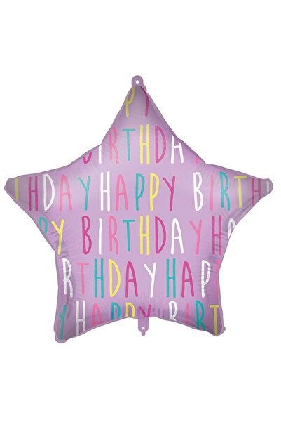 Generic Brand 18'' Μπαλόνι Happy Birthday μοβ Αστέρι