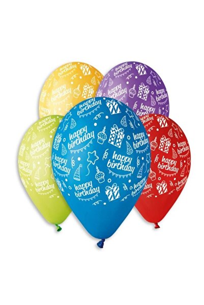 Generic Brand 13'' Μπαλόνια Happy Birthday πολύχρωμα (25 τεμ)