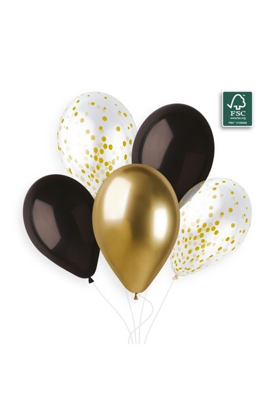 Generic Brand Σετ Μπαλόνια Χρυσό Κομφετί (5 τεμ)