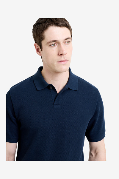 French Connection Men's Navy Smart Concealled Placket Polo T-Shirt