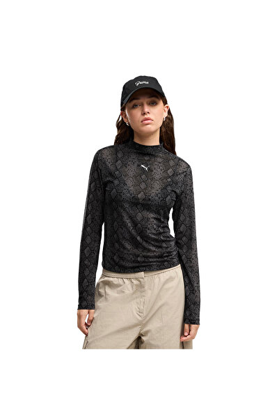 Puma Snake Pack Aop Mesh Kadın Siyah Günlük Stil T-Shirt 63874901