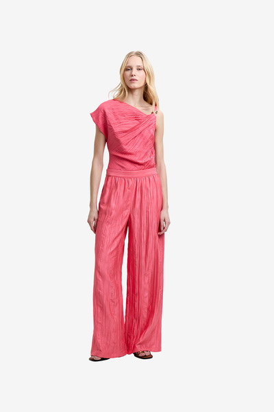 French Connection Women's Fuschia Pink Novie Crinkle Trouser