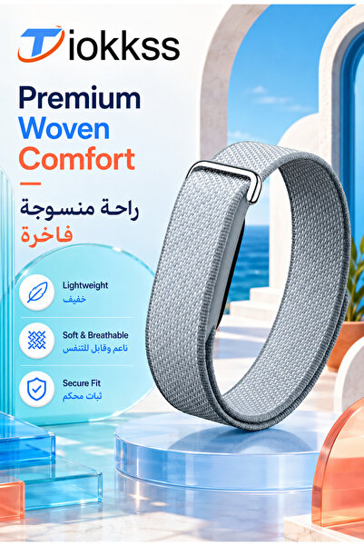 Tiokkss حزام رياضي من النايلون المنسوج متوافق مع جوجل فيتبيت إير، حزام ساعة ب...
