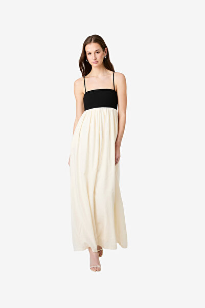 French Connection Women's Blk Porc Crm Phoebe Combo Alicia Maxi Dress