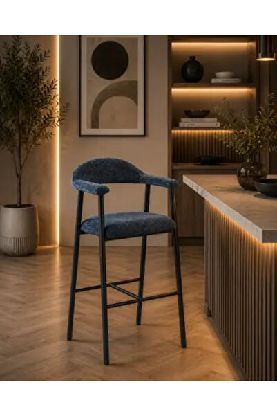 BAITY Modern Navy Blue Metal and Fabric Single Chair 108 cm