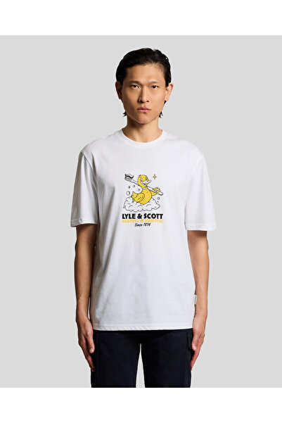 Lyle & Scott Tricou din bumbac cu imprimeu grafic retro și guler rotund, rela...