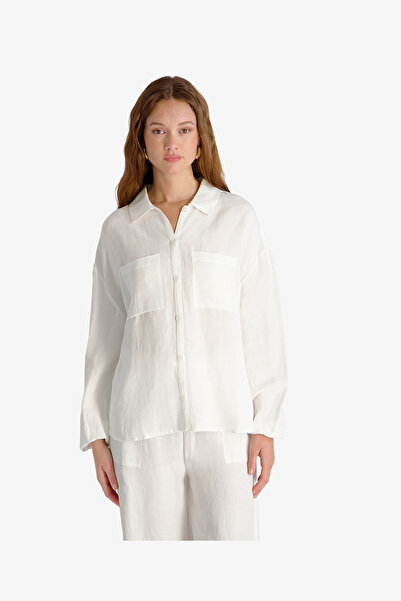 French Connection Women's Summer White Cooper Linen Blouson Slv Top